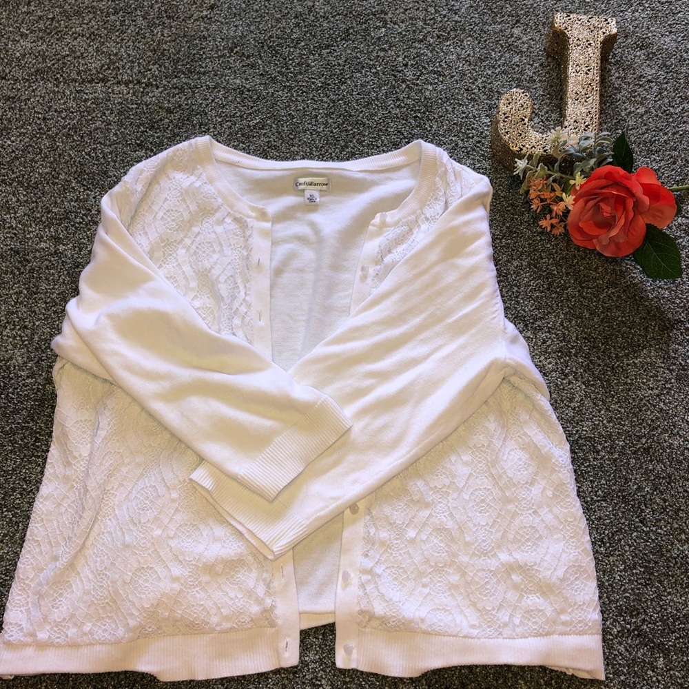 White Lace Croft and Barrow Cardigan- Size XL